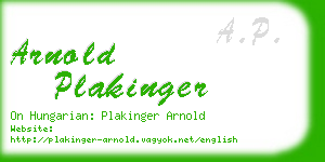 arnold plakinger business card